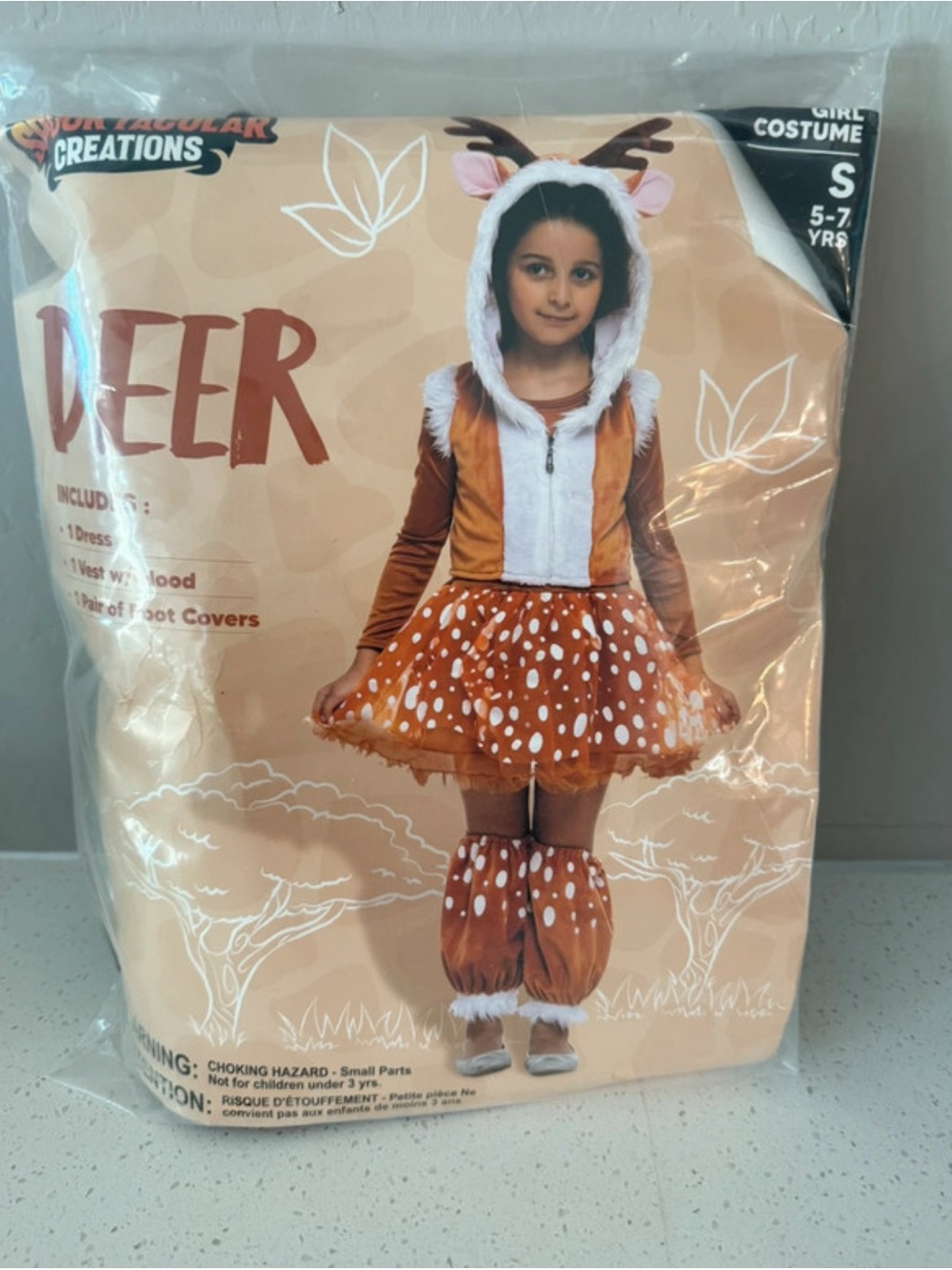 Halloween deer costume girls size small 5-7 years